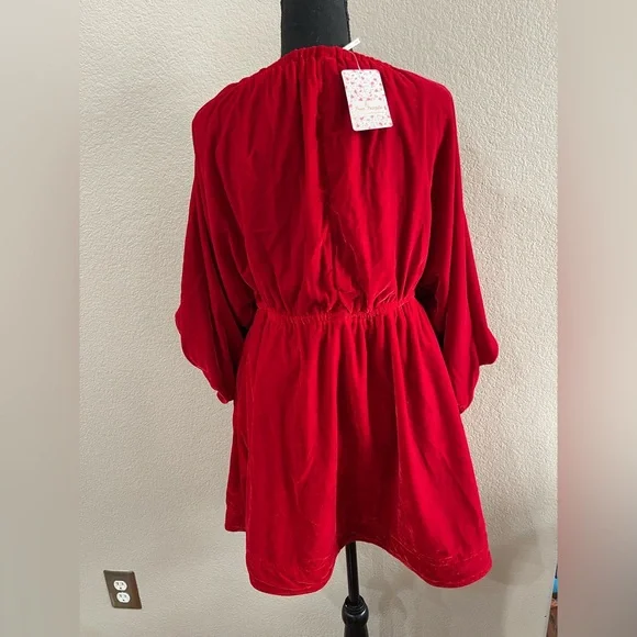 NEW Free people Portia mini dress red velvet small - Picture 3 of 8